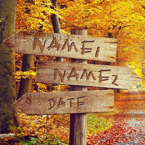 Miniatura 2 de Bosque Otoñal Foto o Impresiones en Lienzo Personalizadas Únicas con Nombres de la Pareja y Fecha Especial en Letrero, Regalo Perfecto