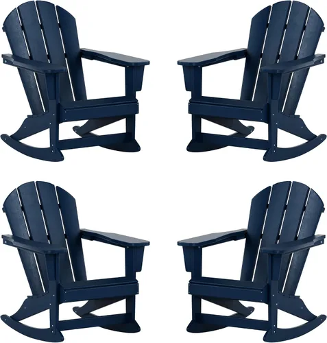 Miniatura 174 de WestinTrends Silla mecedora Malibu de poliéster para exterior/patio Adirondack, Negra