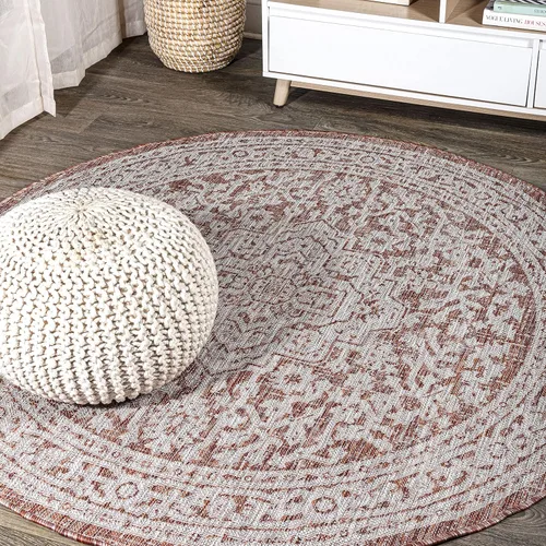 Miniatura 110 de Eyely BMS101D-28 - Alfombra de pasillo con textura de medallón de Santa Mónica Slesi, para interiores y exteriores, estilo costero, bohemio, Gris