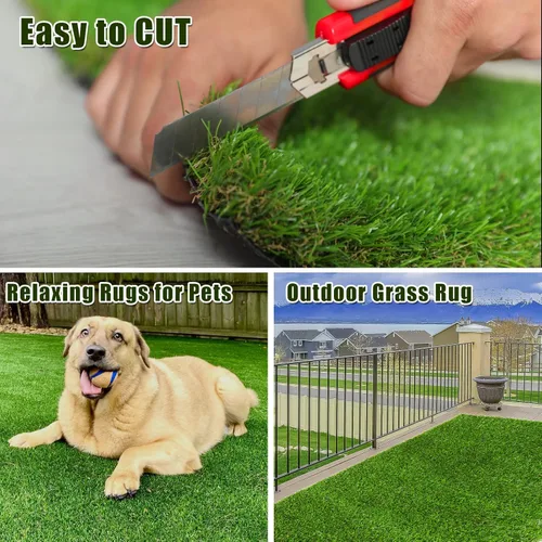 Miniatura 6 de Weidear Hierba artificial de 3 pies x 3 pies, alfombra de césped artificial de 1.38 pulgadas, alfombra de césped sintético de 4 tonos, césped