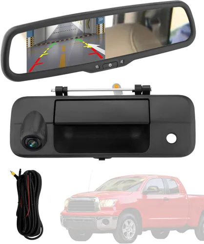 Miniatura 9 de Gledewen Cámara de Respaldo para Mango de Portón Trasero, Compatible con Toyota Tundra 2007-2013, con Llavero, con Ángulo de Visión Trasera de 170°