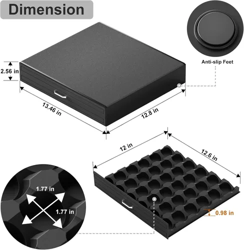 Miniatura 3 de SZQINJI - Cajon Organizador para Tazas K con Capacidad para 30 Cápsulas, Organizador de Tazas de Café Compatible con Cápsulas Keurig K