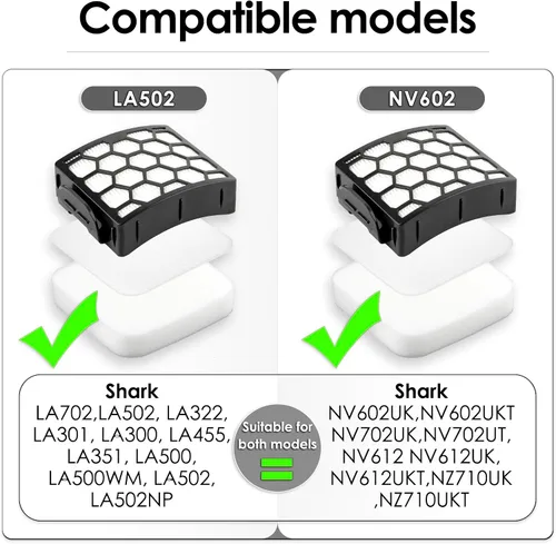 Miniatura 2 de Paquete de 16 filtros Hepa + 12 filtros de espuma compatibles con Shark LA502, LA322, LA702, LA502, LA301, LA300, LA455, LA702 Rotator Lift-Away ADV