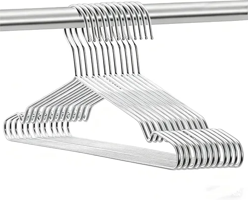 Seropy Perchas de alambre de acero inoxidable resistentes con ranuras antideslizantes, perchas de metal ultrafinas de 16.5 pulgadas para ahorrar