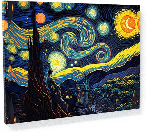 Sense Canvas Pop Art The Starry Night 20 - Lienzo decorativo para decoración del hogar, póster grande de 40 x 30 pulgadas, 0.75 pulgadas