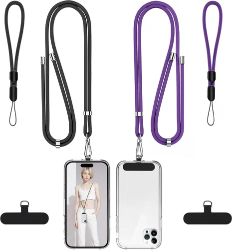 Miniatura 21 de Takyu Cordon para teléfono celular, cordon cruzado para teléfono con correa de cuello ajustable y paquete de 2 correas de muñeca para teléfono