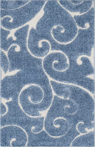 Miniatura 9 de SAFAVIEH - Alfombra de la colección Florida Shag - 10 pies redonda, color crema y beige, diseño de pergamino, no suelta pelusa y fácil de limpiar
