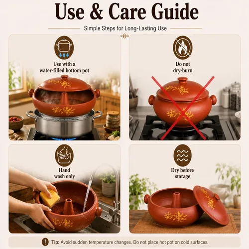 Miniatura 6 de XICHENGSHIDAI Yunnan Zisha - Olla de vapor de cerámica, olla de vapor de arcilla morada de 1.5 cuartos de galón con tapa, cazuela tradicional