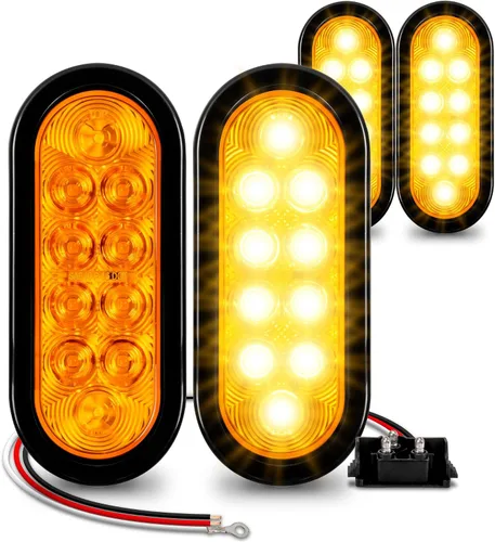 Miniatura 19 de Juego de luces traseras LED ovaladas para remolque de 6.0 in, 2 color ámbar y 2 color rojo 4 Rojo + 2 Blanco