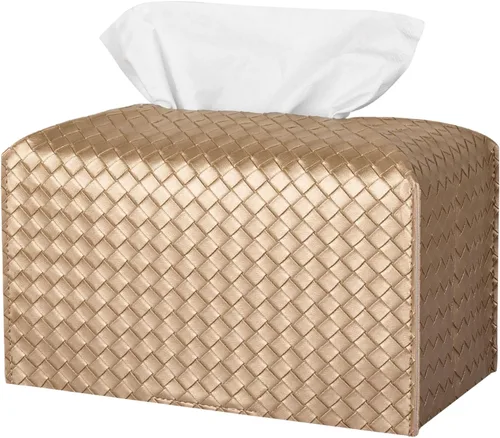 Miniatura 14 de Funda para caja de pañuelos de piel sintética, estuche cuadrado para pañuelos faciales, dispensador de papel facial para baño, encimera de tocador