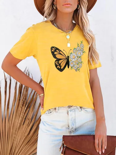 Miniatura 2 de Chulianyouhuo - Camiseta de manga corta con estampado de girasol para mujer, camiseta casual con bonita flor para adolescentes y niñas