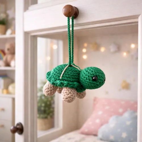 Miniatura 7 de Adorno colgante hecho a mano de tortuga de ganchillo, bonito dije para espejo retrovisor de automóvil, accesorio de mochila, decoración de guardería