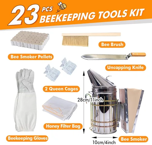 Miniatura 3 de BeeCastle Suministros de apicultura, kit de herramientas de apicultura de 22 piezas con bolsa organizadora, suministros de mantenimiento de abejas