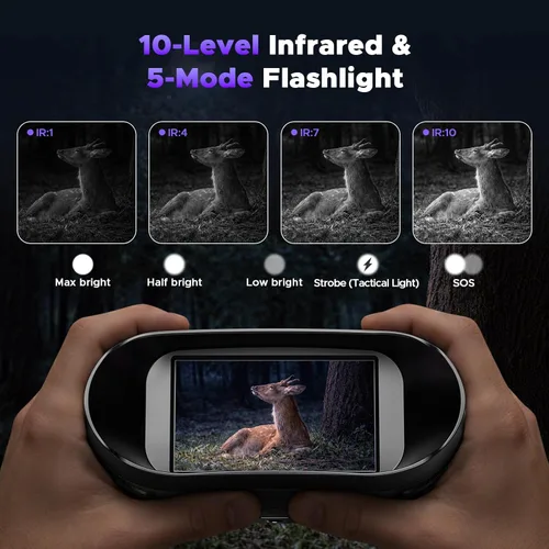Miniatura 4 de Gafas de visión nocturna, prismáticos de visión nocturna 4K, prismáticos infrarrojos de 112 MP, zoom digital 12X batería recargable de 5000 mAh