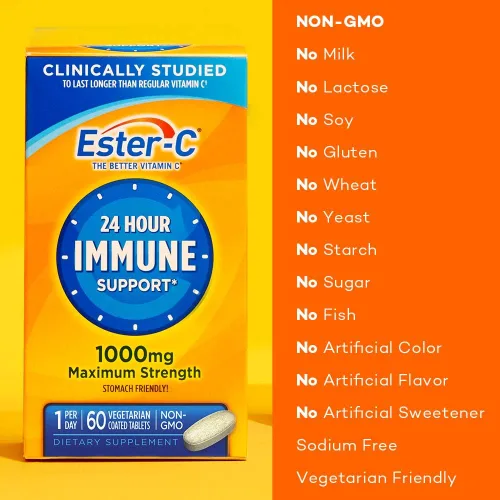 Miniatura 3 de Ester-C Vitamina C, 1.000 mg, 60 tabletas recubiertas (El empaque puede variar)
