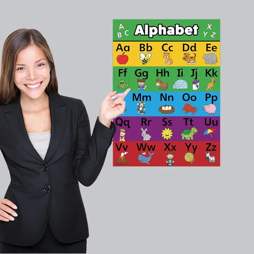Miniatura 4 de Palace Curriculum - Póster del alfabeto ABC, laminado, tamaño de 18 x 24 pulgadas, doble cara