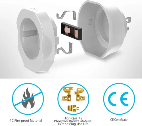 Miniatura 4 de 1 paquete de adaptador de enchufe europeo a estadounidense, adaptador VINTAR UE a EE.UU., convertidor de viaje de Europa a Estados Unidos