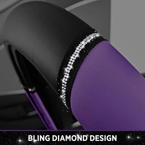 Miniatura 5 de Road Comforts Leather Steering Wheel Cover - Made with PVC Leather - Anti-Slip, Universal Fit 14 1/2 inches to 15 inches - Purple Púrpura