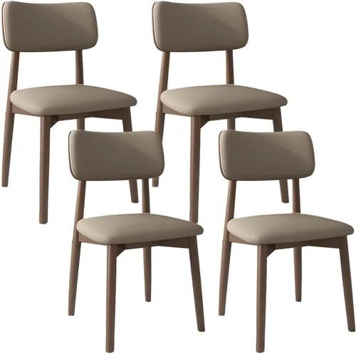 Miniatura 28 de YVYKFZD Solid Wood Dining Chairs, Kitchen Chairs Set with Curved Backrest, Leather Upholstered Dining Room Chair, Armless Living Room Chair, for