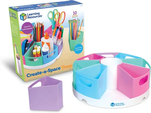 Miniatura 9 de Learning Resources Crea un Centro de Almacenamiento de Espacio - Organizador de Escritorio de Juguetes, Elementos Esenciales para Espacios