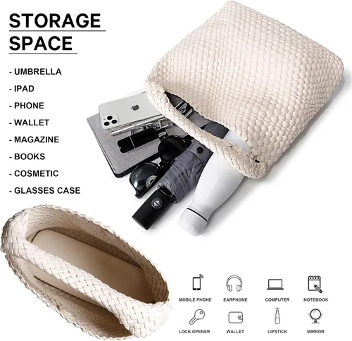Miniatura 4 de Bolso tejido de moda para mujer, con asa superior, bolso de hombro suave de verano