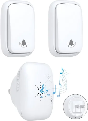 Miniatura 10 de Timbre inalámbrico autoalimentado con enchufe de EE. UU., sin batería, distancia de 38 canciones, timbre de puerta para exteriores, impermeable