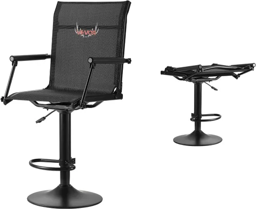 Miniatura 15 de VEVOR Silla de caza, giro silencioso de 360°, silla ciega portátil plegable, asiento de taburete de acero resistente con patas giratorias