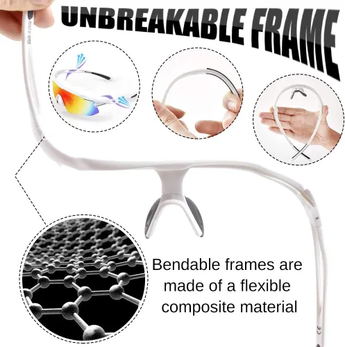 Miniatura 3 de Gafas de ciclismo, lentes deportivos polarizados con marco irrompible TR90, anti-UV400 B # blanco-gris basado en lentes REVO Rojo-M