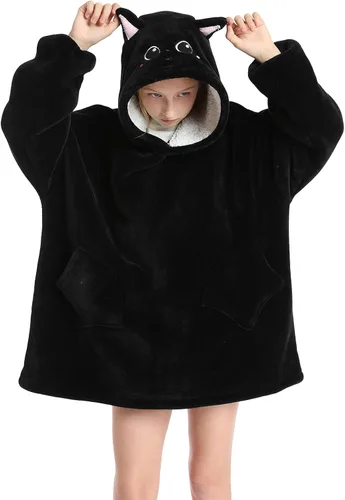 Manta de gran tamaño con capucha para niños, manta Sherpa para niños y adolescentes, sudadera gigante con capucha esponjosa