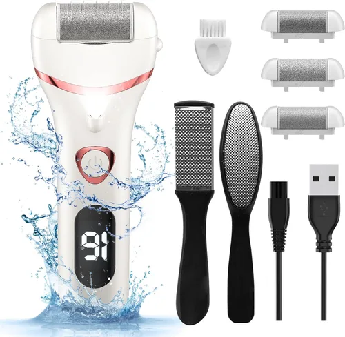 Miniatura 7 de Removedor eléctrico de callos de pies, kit de pedicura electrónico portátil recargable, lima de pies impermeable, herramientas de pedicura