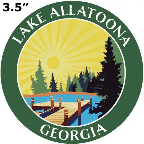 Miniatura 2 de Lake Dock – Lago Allatoona – Georgia 3.5 pulgadas Ventana Coche Camión Pegatina Vacaciones Aventura Tema Novedad Apliques Verde Oscuro