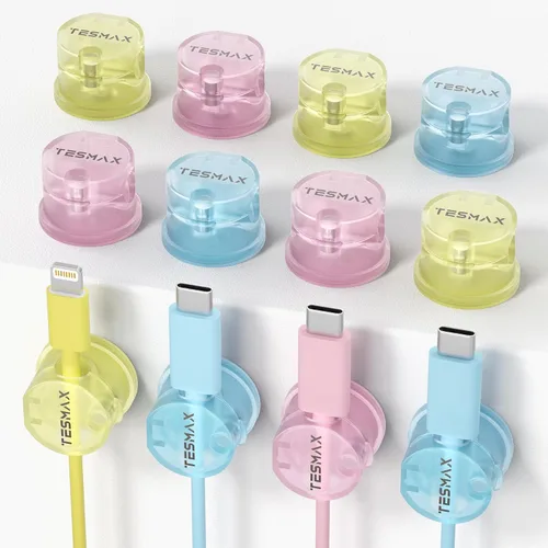 Miniatura 10 de Soporte de Cable Magnético Organizador de Cables con Rotación de 360°, Juego de 6 Clips de Cable [1s Lock] Organizadores de Escritorio Adhesivos