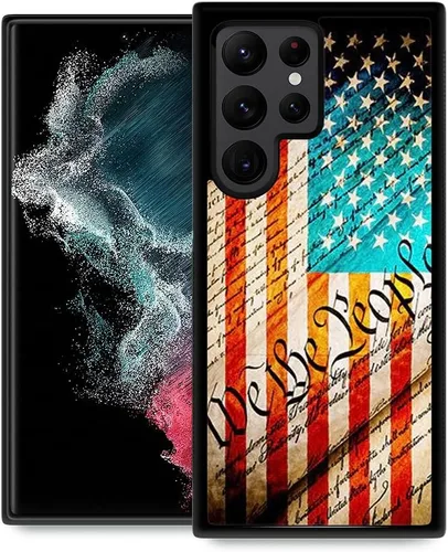 ZHEGAILIAN Funda para Samsung Galaxy S22 Ultra - Diseño de bandera americana y Constitución de Estados Unidos, protección contra caídas para Bandera