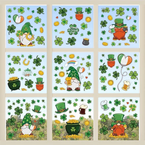 Miniatura 12 de WALPLUS Decoración de primavera para ventana de conejito de Pascua, decoración de primavera, de verano, reutilizable, para despegar y pegar