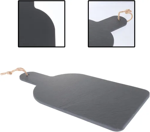 Miniatura 8 de Luxshiny Tabla de queso de pizarra, platos de piedra para charcutería, plato de queso, tabla para servir sushi, sashimi, plato de carne con asa