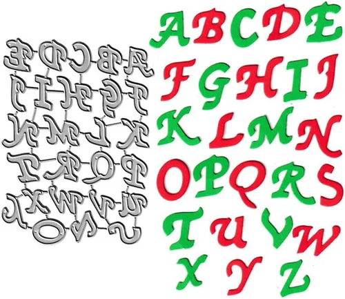 Metal 26 letras mayúsculas troqueladas, mayúscula de corte del alfabeto, plantillas de molde para manualidades, plantillas para manualidades,