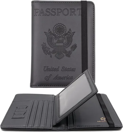 Miniatura 34 de Melsbrinna - Funda para pasaporte, ranuras para tarjetas, bonita funda para pasaporte para mujeres/hombres, resistente al agua con bloqueo RFID