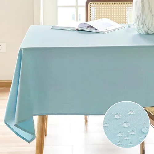 Miniatura 12 de AUSSPVOCT 2 manteles de lino texturizado para mesa rectangular, 52 x 70 pulgadas, mantel rectangular impermeable, lavable, tela para mesa
