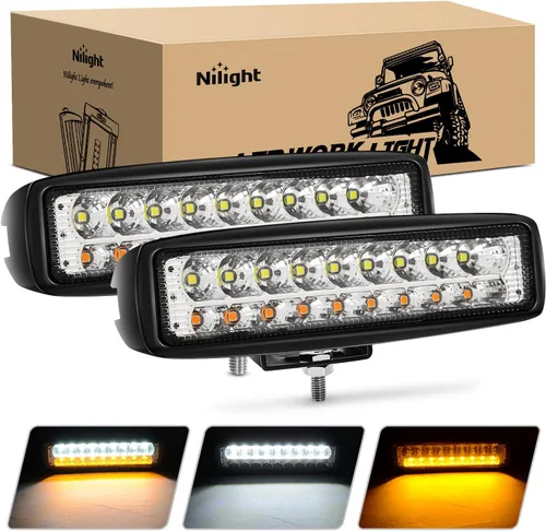 Miniatura 20 de Nilight Disparador lateral LED amarillo 2 unidades 6.5 pulgadas 60W haz de inundación para conducción fuera de carretera niebla barra de luz
