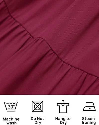 Miniatura 40 de ZESICA - Vestido largo, bohemio y sexy, con hombros descubiertos y manga larga fruncida, con elástico fruncido, cintura alta y abertura lateral