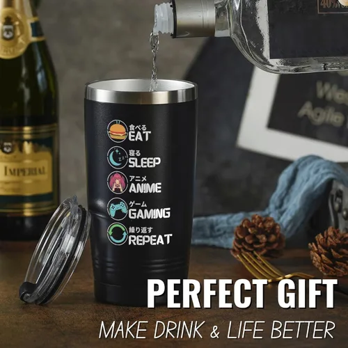 Miniatura 2 de Onebttl Regalos de anime para hombres, mujeres, niños - Vasos de acero inoxidable con pared doble aislados al vacío de 20 oz/590 ml - Regalos