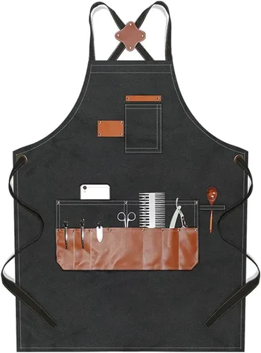 boshiho Delantales para hombres y mujeres – Delantal de chef con bolsillos, correas ajustables cruzadas en la espalda para barbacoa, estilista,