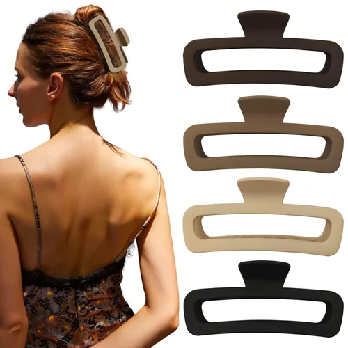 Miniatura 15 de Pinzas para el cabello de 5 pulgadas, irrompibles, cuadradas, rectangulares, color neutro, para cabello grueso y rizado, largo, para mujeres, A 5