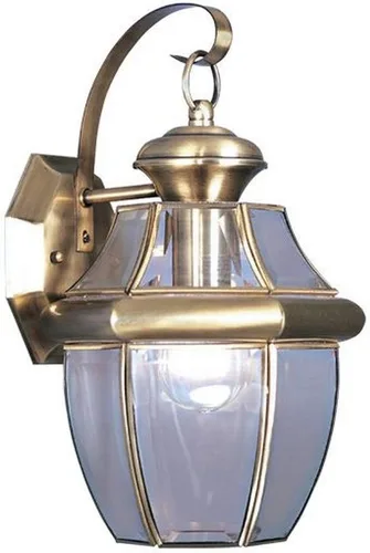 Miniatura 7 de Livex Lighting 2151-91 Monterey - Farol de pared de latón macizo con acabado de níquel cepillado para exteriores, 13 x 8.5 x 8.25 pulgadas