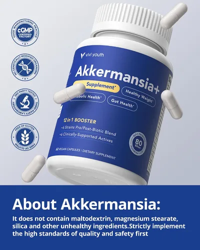 Miniatura 9 de Akkermansia Muciniphila - Suplemento probiótico con 80 mil millones de prebióticos probióticos EGCG liberación retardada, metabolismo, salud