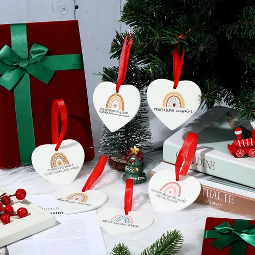 Miniatura 3 de Sliner 12 piezas de regalo de agradecimiento para profesores, el mejor regalo para profesores para mujeres, adorno de corazón de cerámica