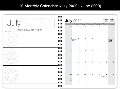 Miniatura 4 de Agenda minimalista fechada Descripción general del calendario mensual de 12, listas de tareas, planificación semanal y diaria (8.5 x 11 pulgadas)