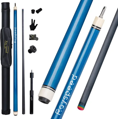 Taco de piscina de fibra de carbono de 0.492 in de baja desviación con tecnología de carbono completo para adultos, Taco de billar profesional con