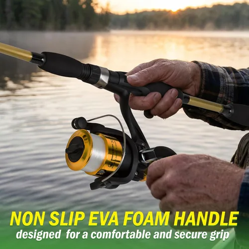 Miniatura 5 de Fiberglass Fishing Pole - Strike Series 78-Inch Collapsible Rod and Spinning Reel Combo, EVA Handle, Pre-Spooled Reel, Fishing Gear for Catching
