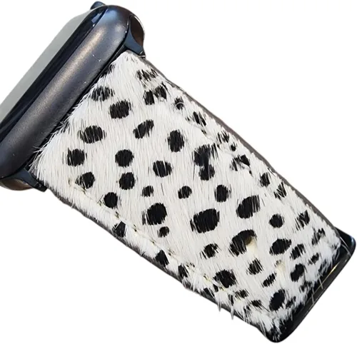 Miniatura 8 de Correa de cuero de vaca de lujo con pelo de Western para Apple Watch de 38 40 41 42 44 45 46 49 mm elegante para iWatch Series 11 10 9 8 7 6 5 4 B